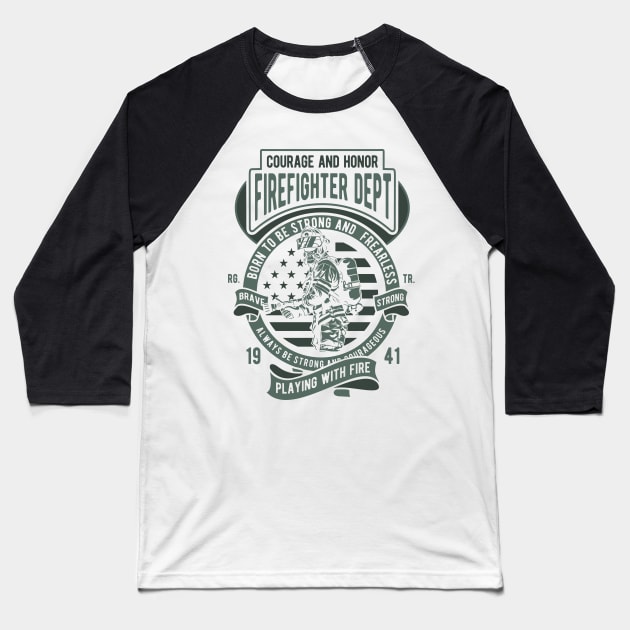 Firefighter Dept Baseball T-Shirt by Pureteeshop